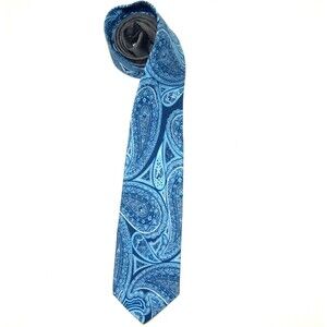 ROOSTER - Men's Blue Paisley 100% Cotton Necktie 3"W x 59"L RARE Pattern